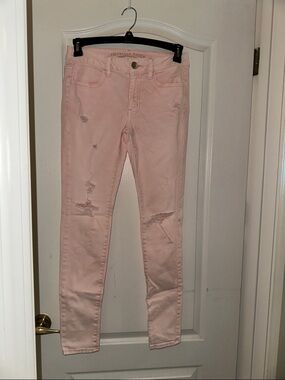 American Eagle Outfitters Light Pink Ripped Skinny Jeans
